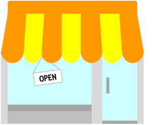 Small Business with Open Sign